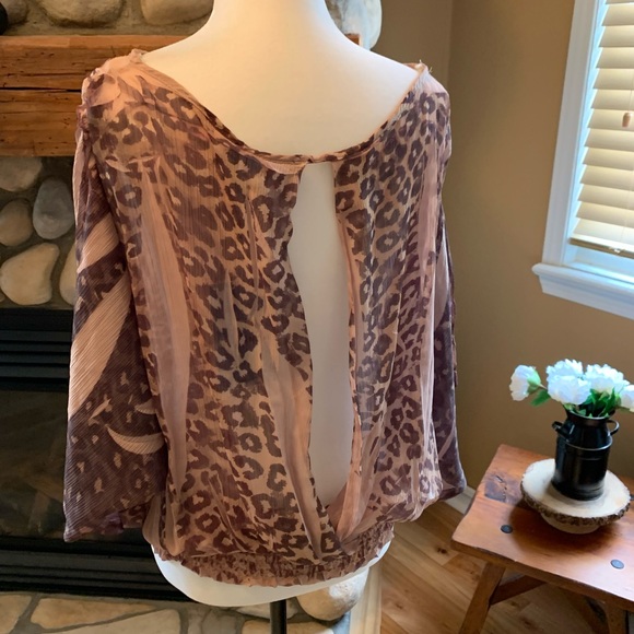 Marciano Batwing Animal Print Sheer Top (NWT) - Picture 5 of 11